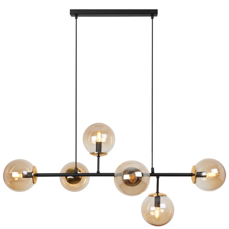 Lampa sufitowa wisząca Light Home LH Siena 6x E14 40W czarny/złoty 46cm klosz miodowy 1szt.