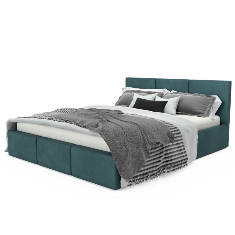 Łóżko Muralo Tapicerowane z Pojemnikiem Turkusowe 180x200x88 cm 1szt.