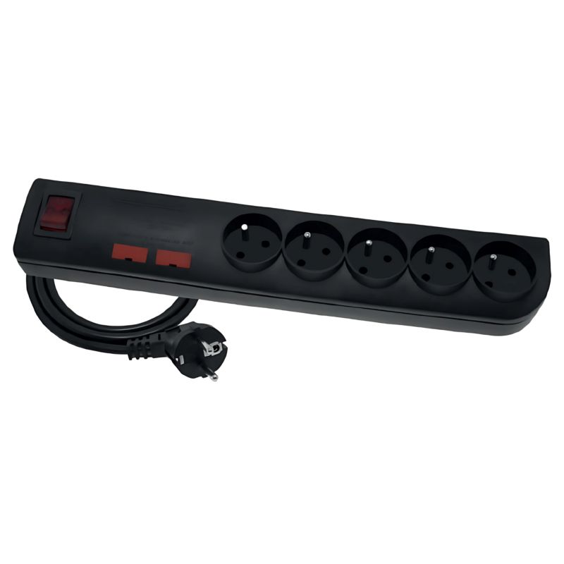 Przedłużacz Przeciwprzepięciowy Elgotech 5 Gniazd 3 m Czarny PSF3 1 szt.