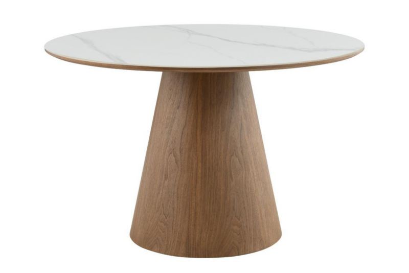 Stół RILEY HowHomely 120 cm okrągły orzech blat marmur 1 szt.