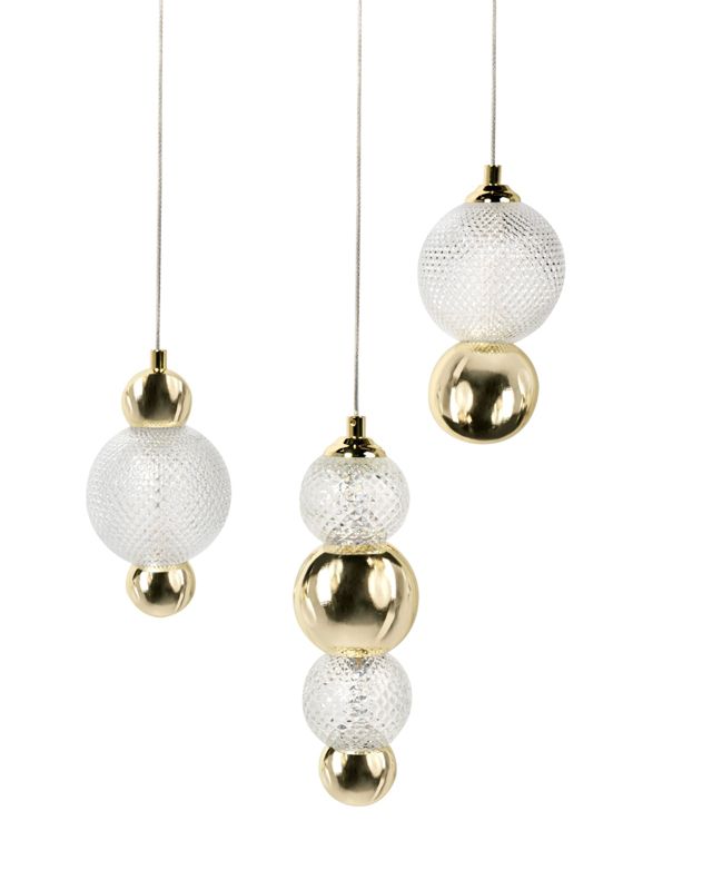 Lampa wisząca 3-punktowa Sora LED Szkło Złoty 1 szt.