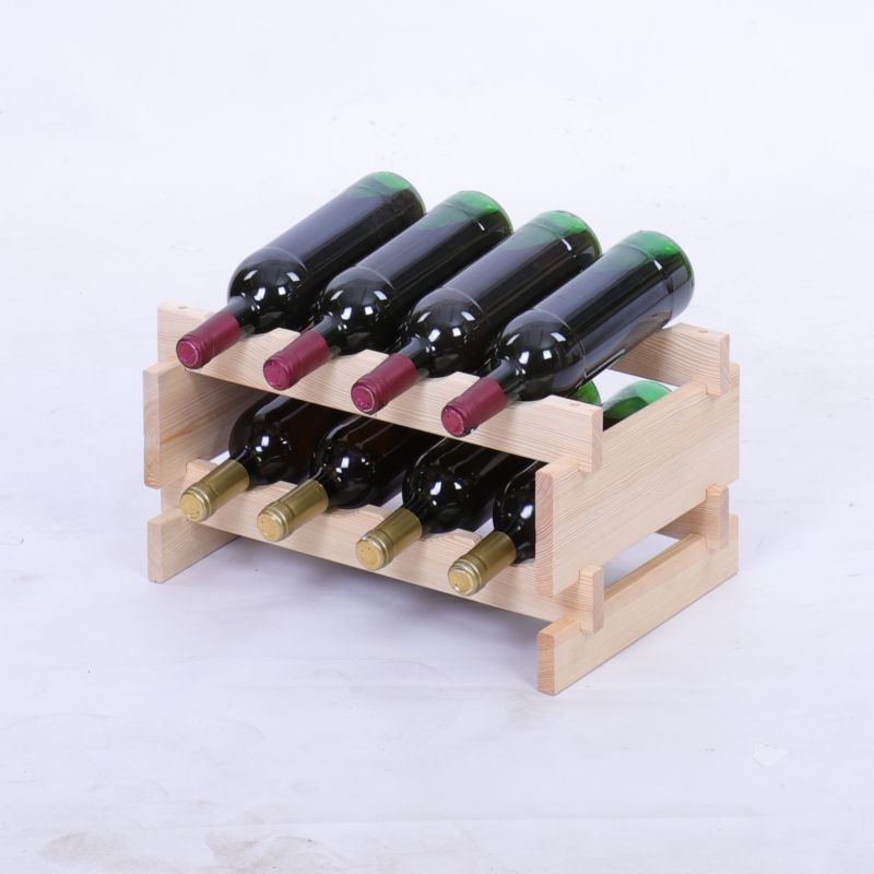 Stojak na wino MODO24 regał modułowy na butelki 2 leżnie x 4 butelki montaż bez narzędzi naturalne drewno 1 szt.