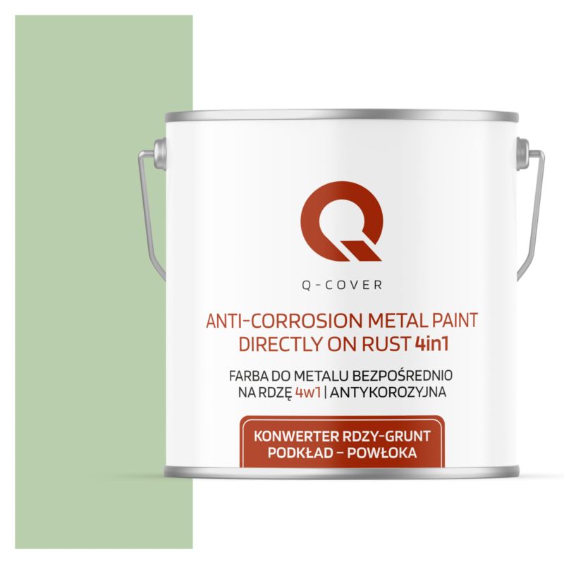 Farba do Metalu Prosto na Rdzę 4w1 Q-Cover Zielony pastelowy RAL6019 Półmat 5L