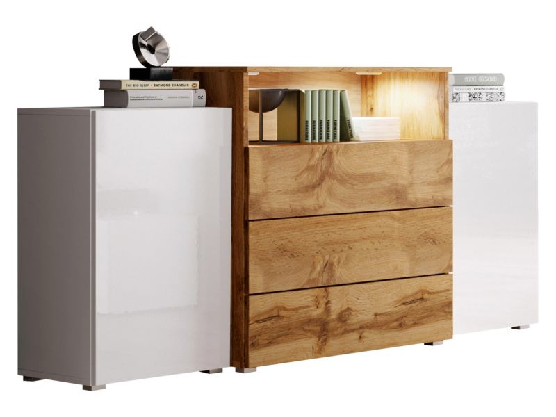 Komoda MIRJAN 24 Urban III wotan / biały / biały połysk 1 szt.