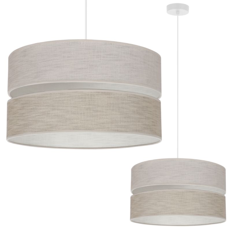 Lampa sufitowa wisząca Light Home LH Len Duo 1x E27 60W klosz 40cm biały/j.beżowy 1szt.