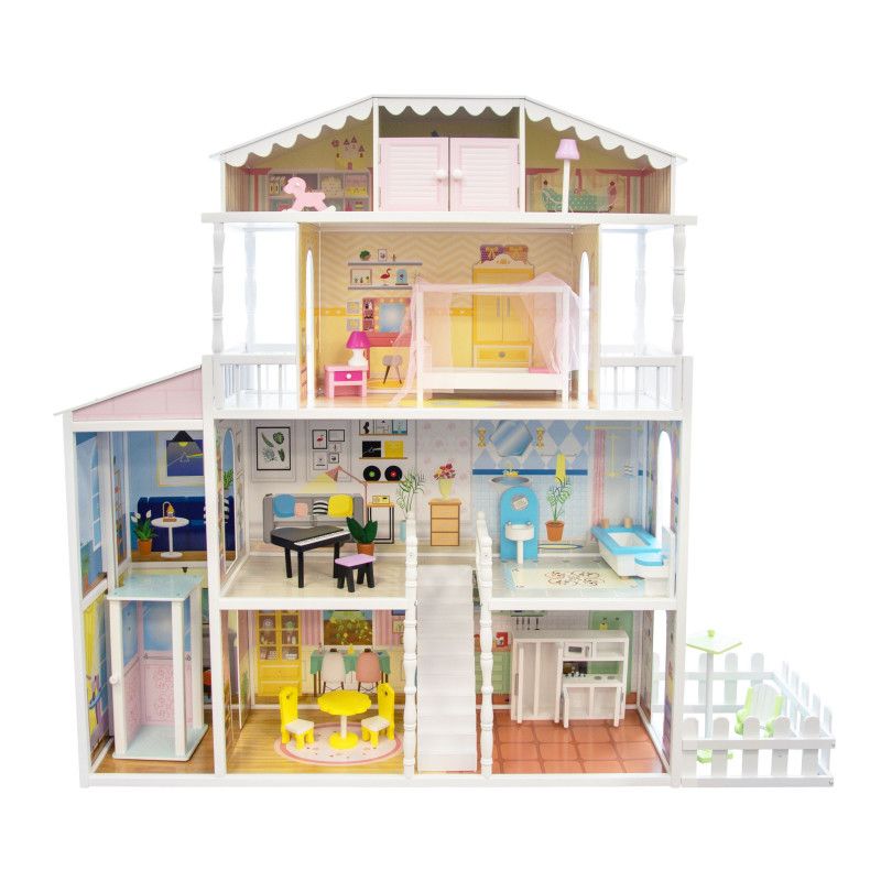 Drewniany Domek dla lalek 4iQ Group Monika z windą 1szt.