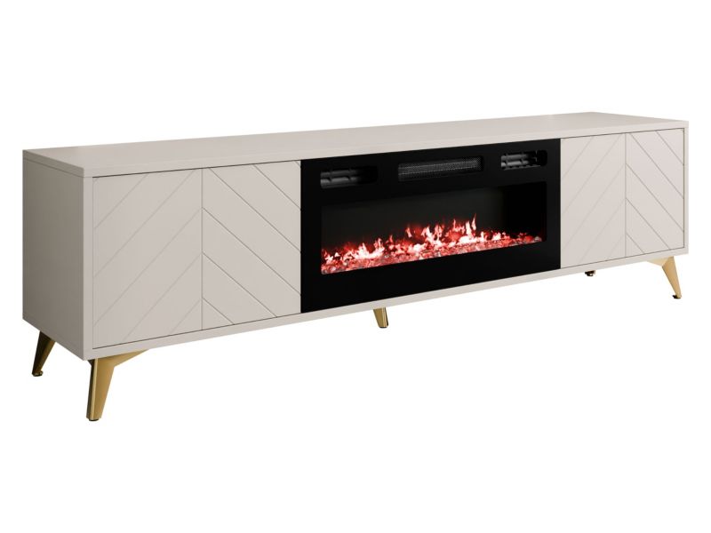 Szafka RTV MIRJAN 24 z kominkiem Xylix 2D EF beż piaskowy 1 szt.