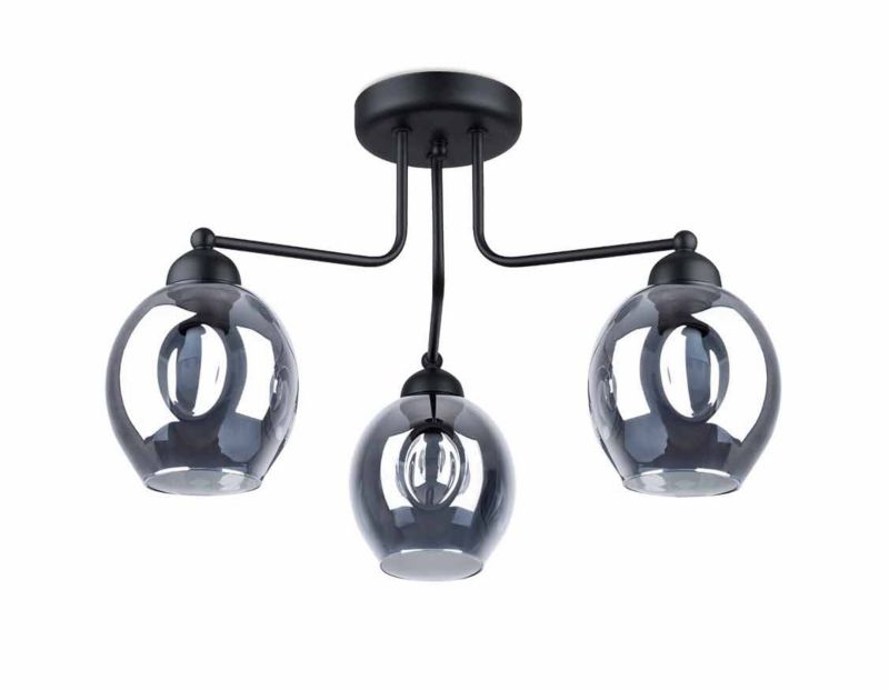 Lampa sufitowa wisząca Sollux Lighting Fillan 8660 czarna-dymiona szerokość 54 cm 3xE27 x 1 szt.