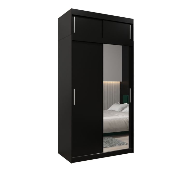 Szafa przesuwna Garderoba Abiks Tokyo 2 120 czarny + czarny z nadstawką 1 szt.