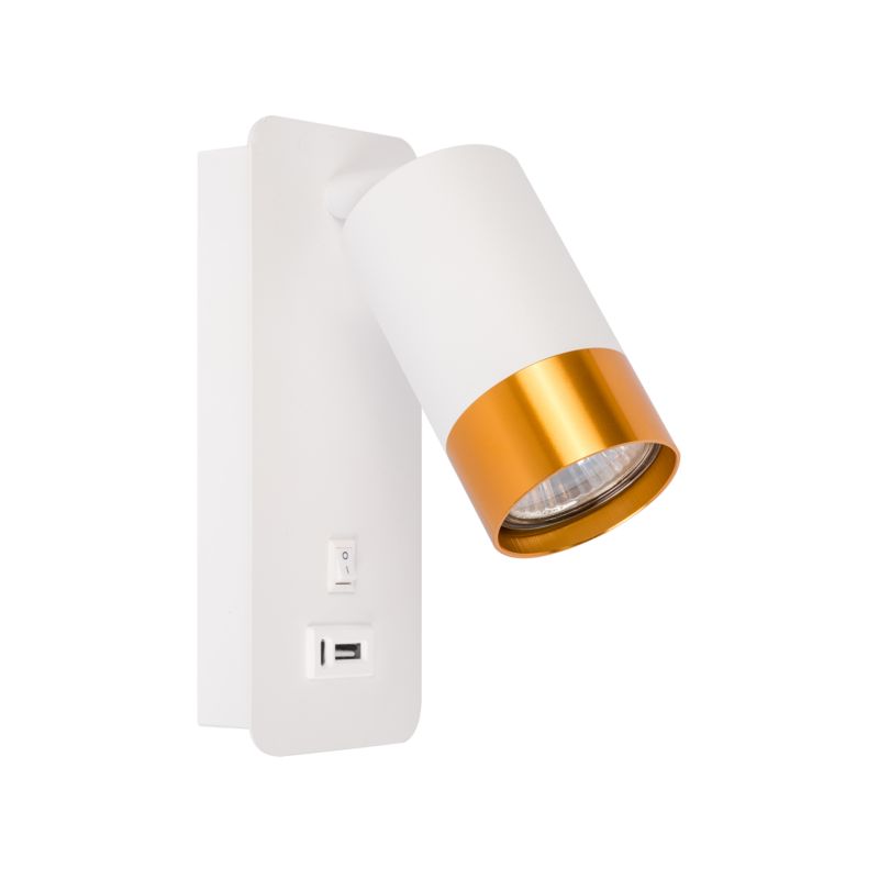 Kinkiet do czytania GU10 LED MasterLED Klemens USB A+C 180mm IP20 biały złoty 1 szt.