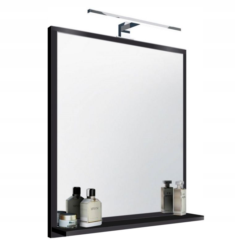 Lustro łazienkowe ścienne prostokątne z półką i oświetleniem LED Better Home, 70 x 60 x 12 cm, Białe, 1 szt.