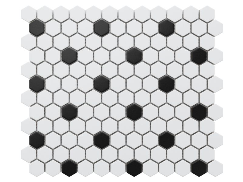 Mozaika ceramiczna Ilcom Mini Heksagon Black & White 26.0 x 30.0 cm 1 szt.
