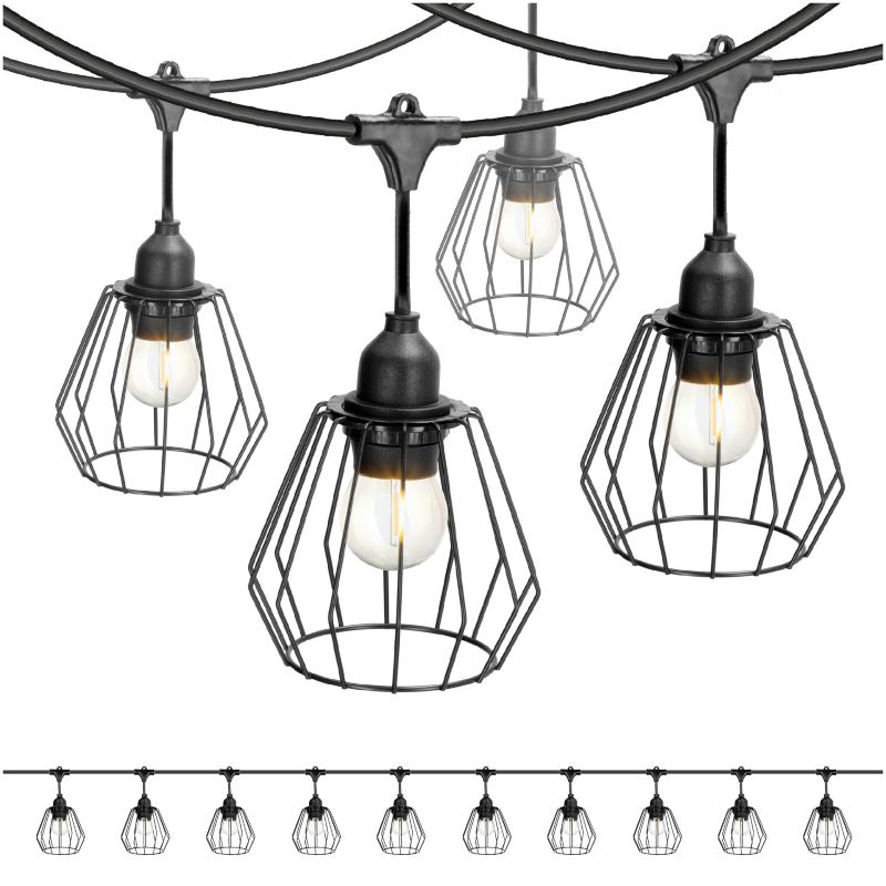 Girlanda świetlna 5m + żarówki LED Kobi + 10x klosz czarny 2szt.