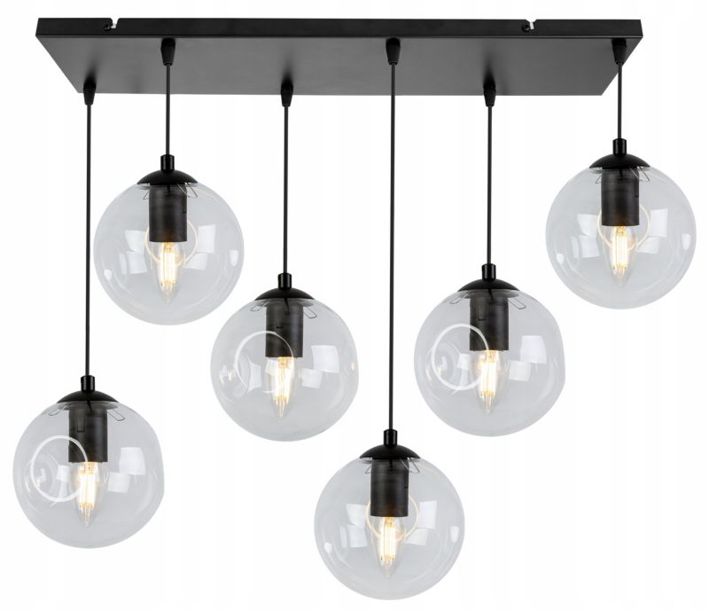 Lampa sufitowa wisząca Light Home LH Monako 6x E27 60W czarny/bezbarwny 1szt.