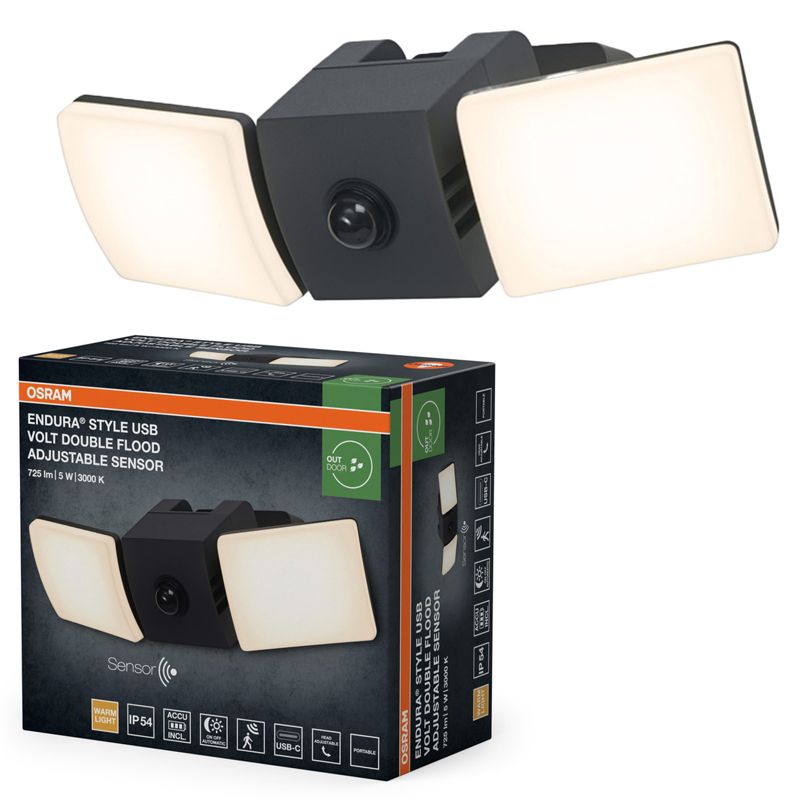 Kinkiet Ogrodowy Osram Lampa Elewacyjna LED z Czujnikiem Ruchu i Zmierzchu 5W 535lm 3000K Ściemnialna Szary IP54 1 szt.