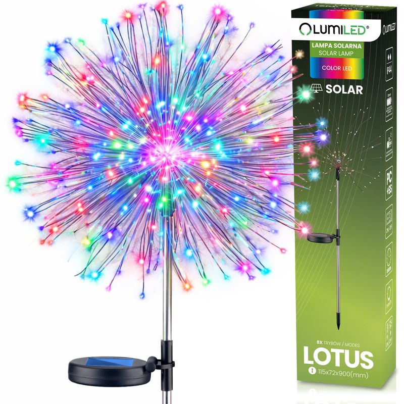 Lampa Solarna Lumiled Ogrodowa LED Wbijana Dekoracyjna Dmuchawiec Fajerwerki RGB 1 szt.