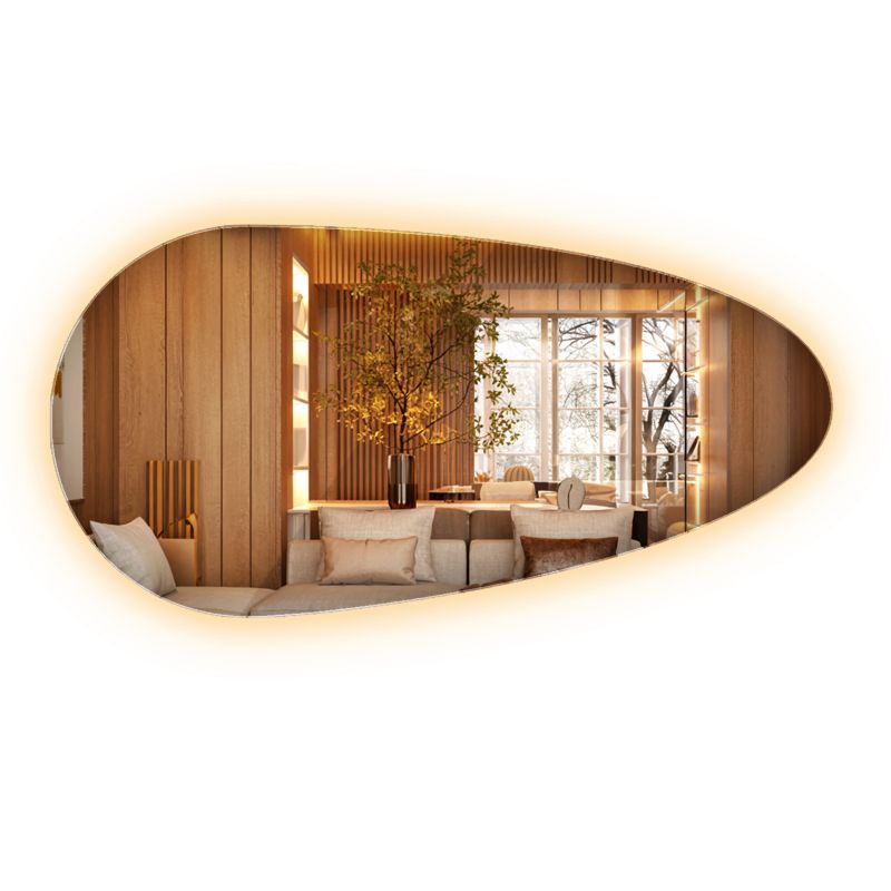 Lustro Łezka LED ArtPrintCave 50 x 100 cm Wysokie Z Ciepłym Oświetleniem Szlifowane Bez Ramy 1 szt.