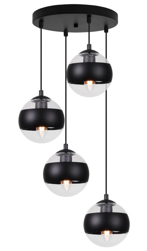Lampa sufitowa wisząca Light Home LH Toledo 4x E14 40W okrągła czarny 1szt.