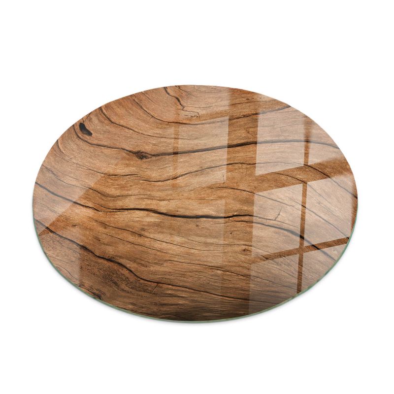 Okrągły Blat ArtPrintCave fi90 cm Naturalny wzór drewna Stół Jadalnia Kuchnia Hartowany 1 szt.
