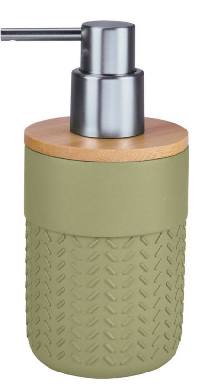 Dozownik do mydła Kleine Wolke Dash zielony jodełka, żywica poliestrowa/bambus, 250 ml, 1 szt.