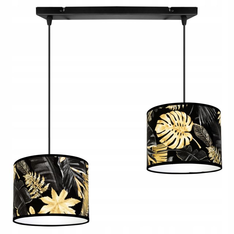 Lampa sufitowa wisząca Light Home LH Gold Flowers 2x E27 60W abażur kwiaty 20cm czarny/złoty 1szt.