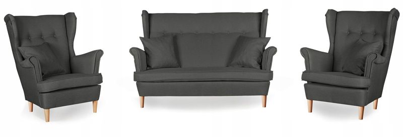 Zestaw wypoczynkowy uszak do salonu sofa fotele Family Meble Ari Print czarny 1szt