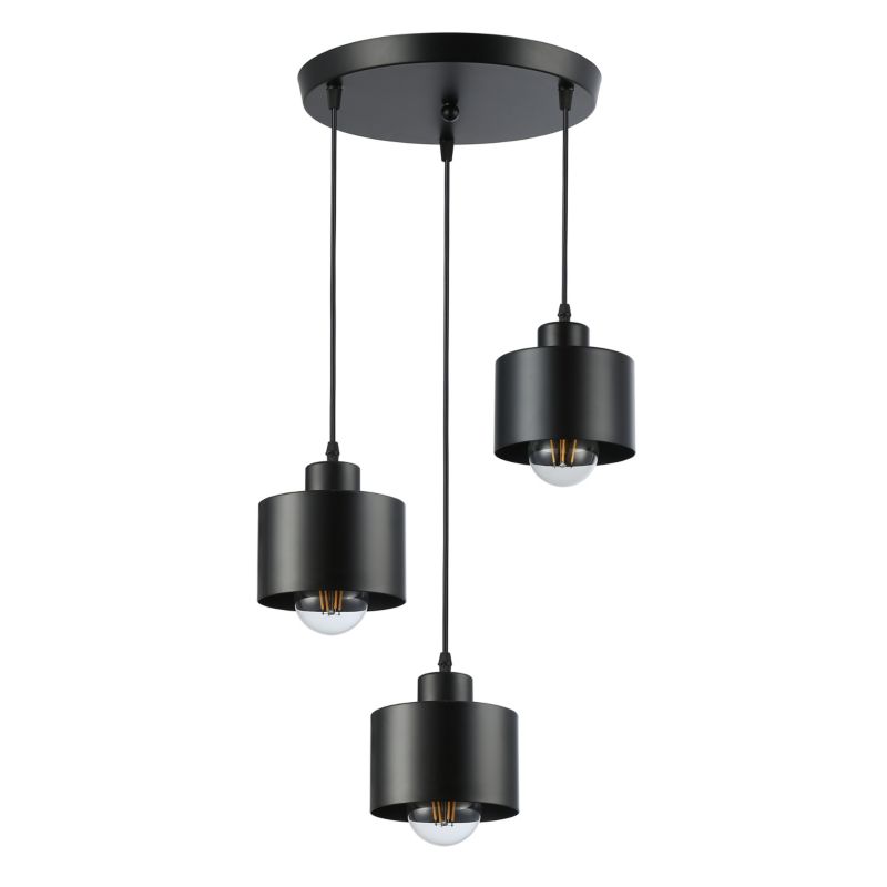 Lampa wisząca sufitowa MasterLED Elza 3x LED E27 żyrandol loft IP20 stalowa czarna 1 szt.
