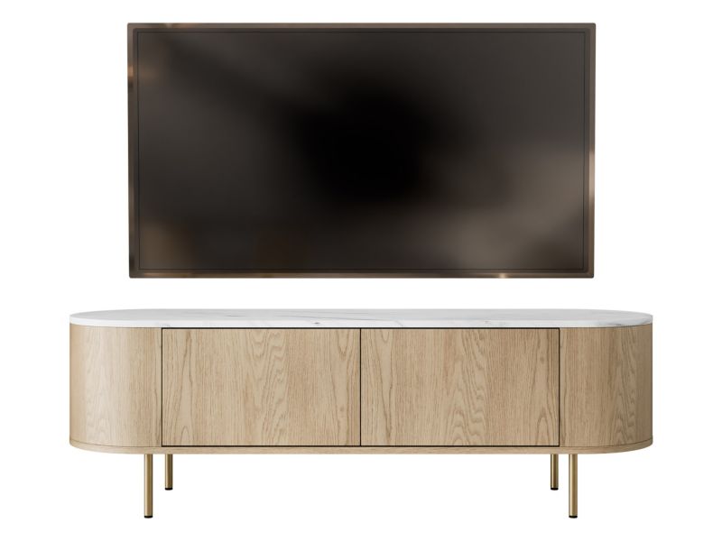 Szafka RTV MIRJAN 24 Lygrint 1 dąb cremona / biały marmur + złoty 1 szt.