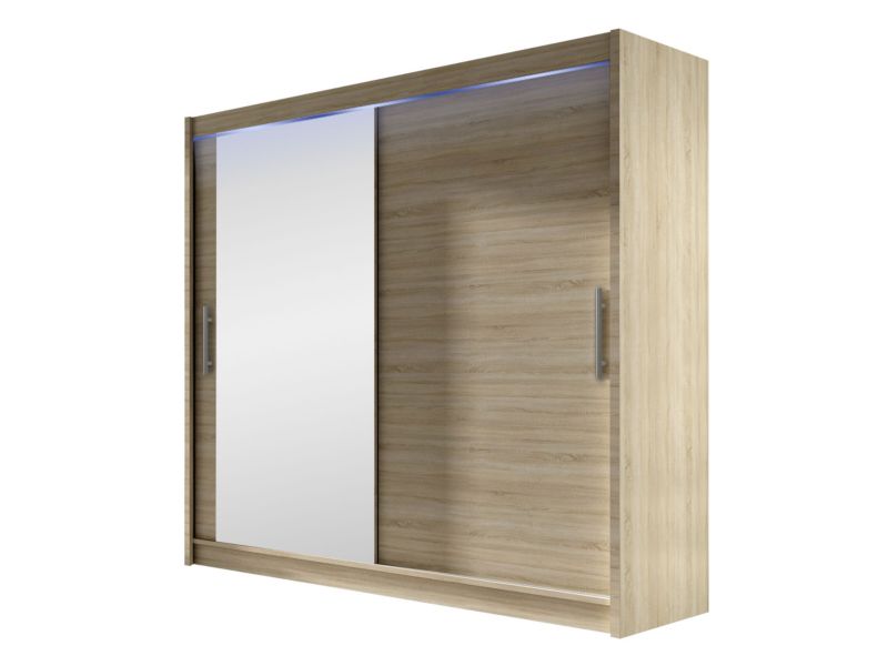 Szafa MIRJAN 24 z drzwiami przesuwnymi London VI z oświetleniem RGB dąb sonoma/lustro 1 szt.
