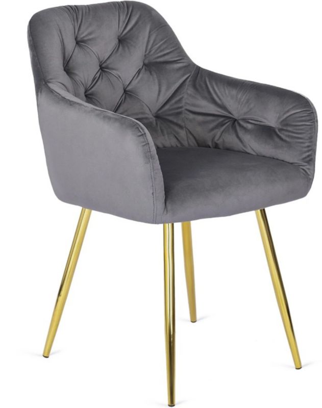 Krzesło Tapicerowane Raya Mebel Elite Welurowe Szare 1 szt