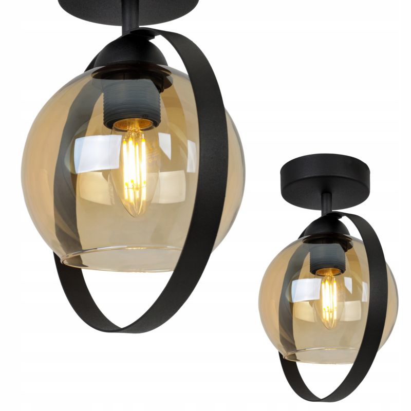 Lampa sufitowa wisząca Light Home LH Haga Ring 1x E27 60W szkło miodowy 1szt.