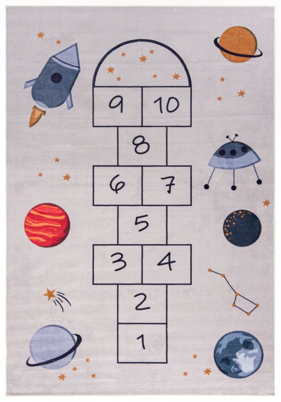 Dywan Wewnętrzny BELLO SALTO COSMO Prostokąt Mazovia 120 x 170 cm Beżowy Motyw Gra w klasy,Kosmos 1 szt.