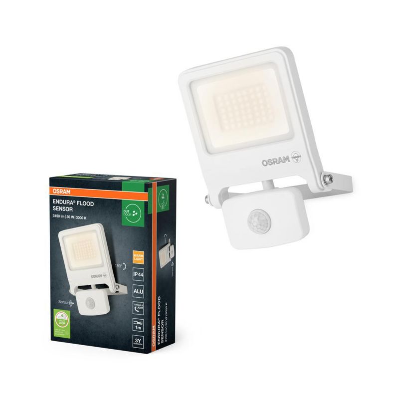 Naświetlacz LED Osram Halogen Zewnętrzny Reflektor z Czujnikiem Ruchu i Zmierzchu 30W 3000K 3000lm Biały IP44 1 szt.