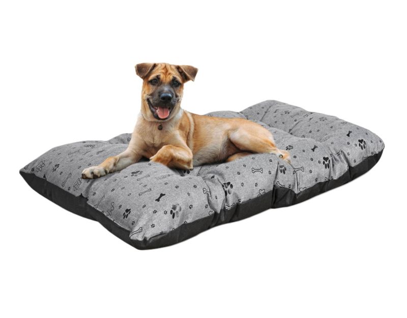 Legowisko dla psa poduszka Aio Factory PRESTIGE wodoodporna wzór kości czarne 80x60 cm 1szt