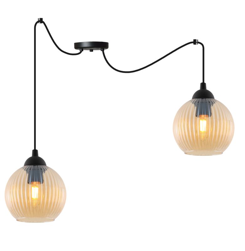 Lampa sufitowa wisząca Light Home LH Riffle Pająk Kula 2x E27 60W miodowy 1szt.