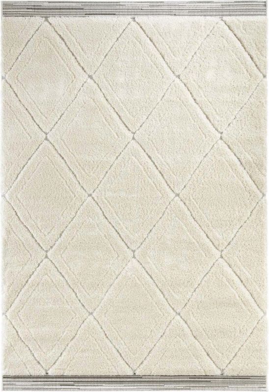 Dywan Mint Rugs shaggy do salonu 80x150cm, kremowe miękki włosie z wzorem boho 1 szt.