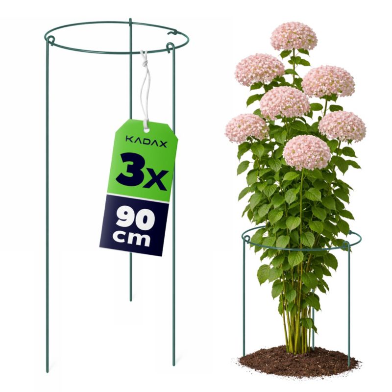 Podpora Kadax ogrodowa stalowa okrągła zielona 90 cm, 3 szt.