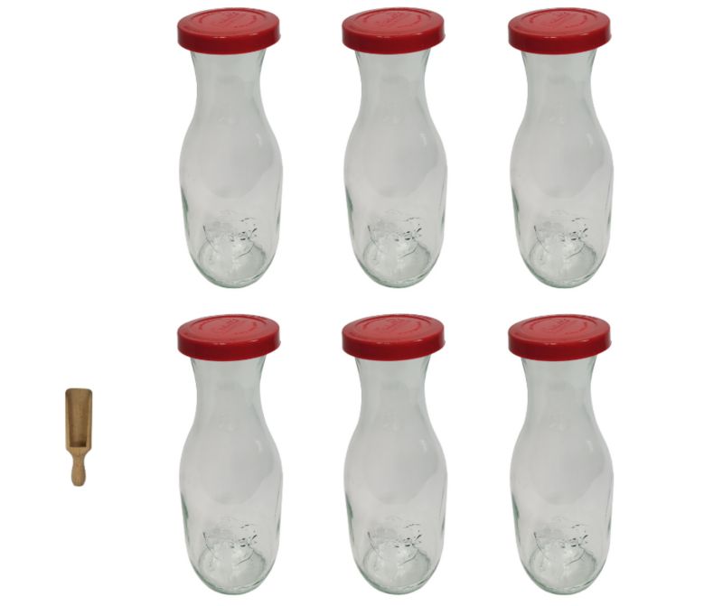 Karafki MODO24 Weck 1062 ml fi 60 silikonowe wieka miarka 6 kpl.