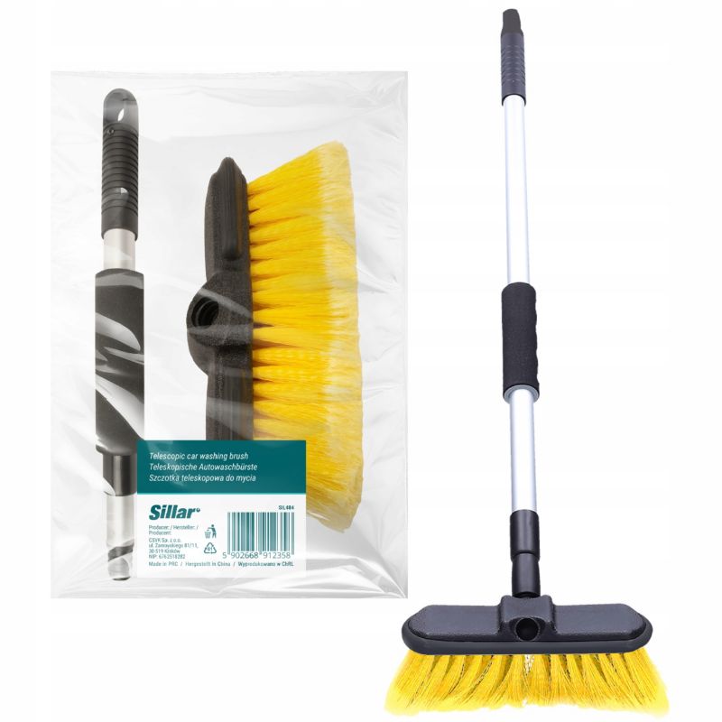 Szczotka teleskopowa, Sillar, do mycia auta, samochodu, dachu, paneli fotowoltaicznych, 130cm, 1szt