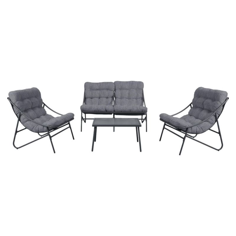 Zestaw Mebli Ogrodowych Mirpol 4 os Stalowe Ramy Malowane proszkowo, Szary 1 szt.