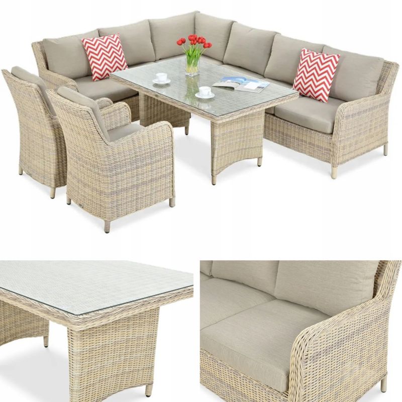 Zestaw Mebli Ogrodowych Technorattan MARYLAND Stół Narożnik na Taras beż 1 szt