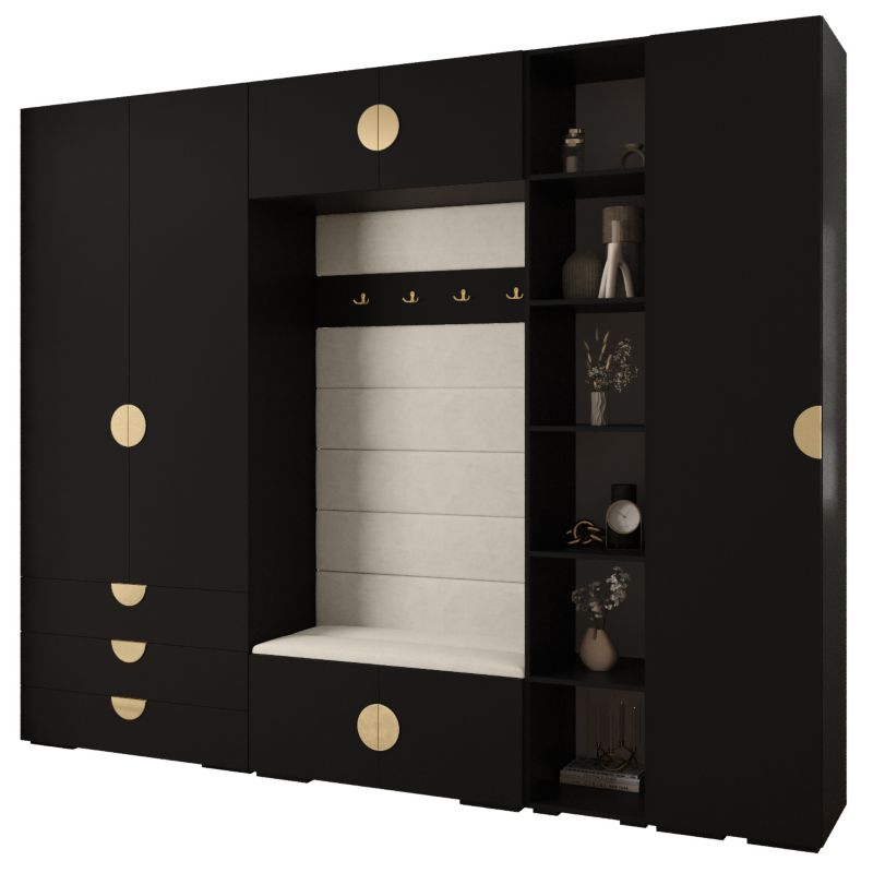 Garderoba do przedpokoju Abiks INOVA 4 Z11 czarny+złoty+manila02 1 szt.