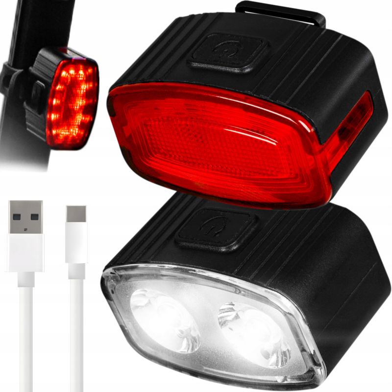 Lampki rowerowe na przód i tył Vayox VA0155 USB-C 200lm 1 kpl.