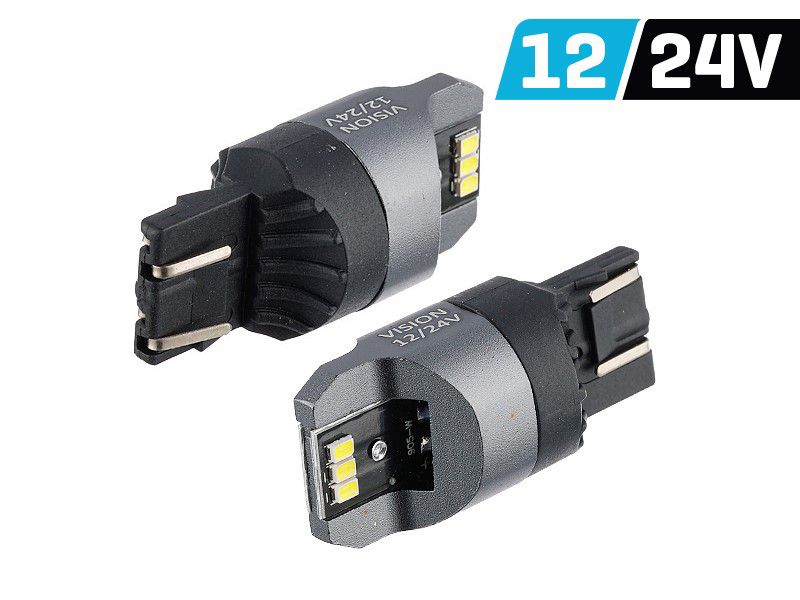 Żarówka VISION W21/5W (T20q) 12/24V 6x 3020 SMD LED, nonpolar, CANBUS, biała, 2 szt.