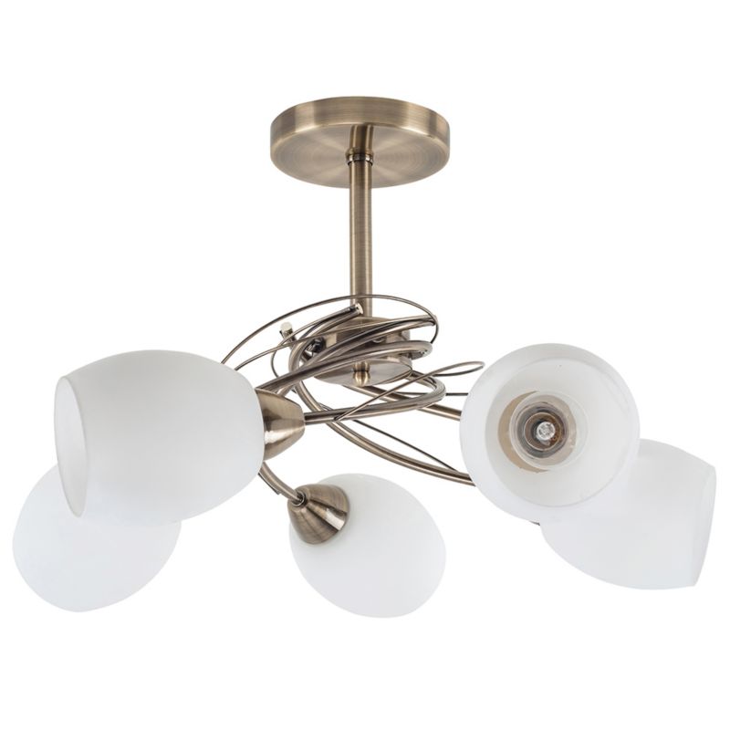 Lampa Sufitowa SPOT Light 5xE27 Max.60W Antyczna Patyna z Białymi Kloszami, Polski Producent, 1 szt.