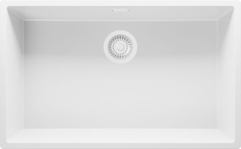 Zlewozmywak Londyn Slim PRIMAGRAN Nablatowy 76x47cm do szafki od 80cm, Cały Biały + Syfon, S484, 1 szt.