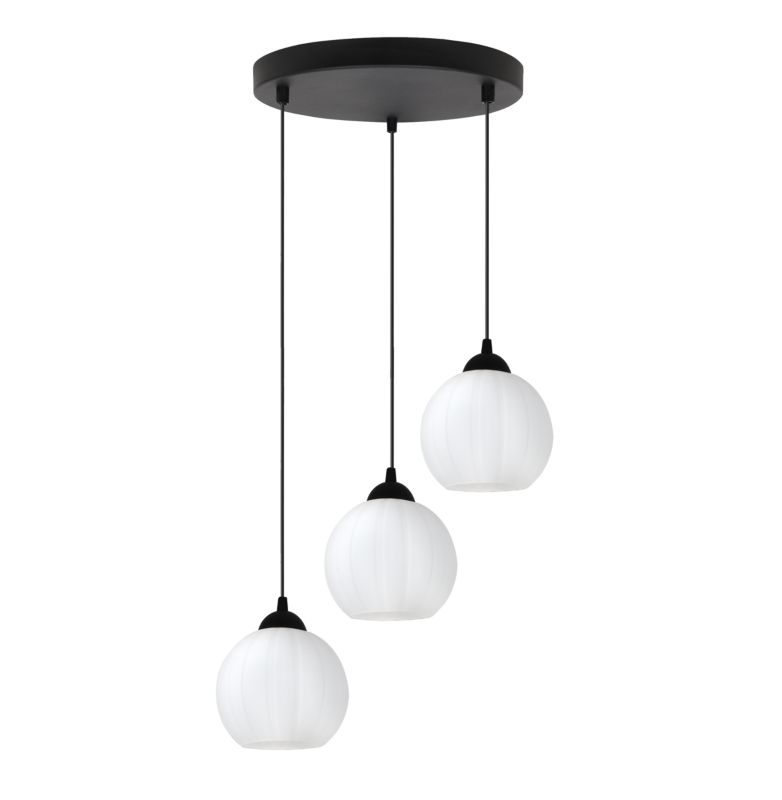 Lampa sufitowa wisząca Light Home LH Costa okrągła 3x E27 60W czarny/biały 1szt.