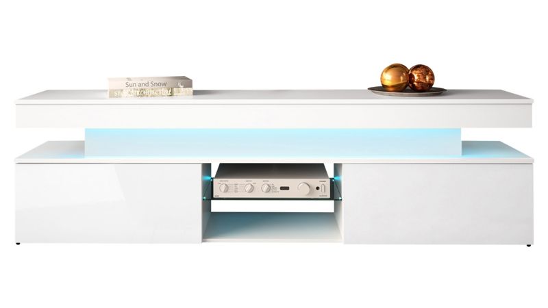 Szafka RTV MIRJAN 24 Glossa 2D 190 z oświetleniem LED biały/biały połysk 1 szt.