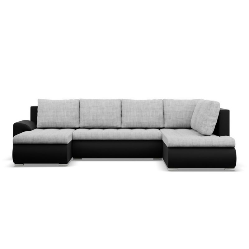 Narożnik U TYLETEGOTU rozkładany prawy BOSCO ekoskóra plecionka czarny jasny szary 1 szt