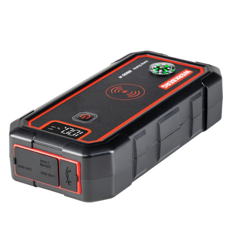 Booster WERKBERG Jump Starter Powerbank 1500A/2500A 23800mAh ładowarka bezprzewodowa kolor czarny 1szt.